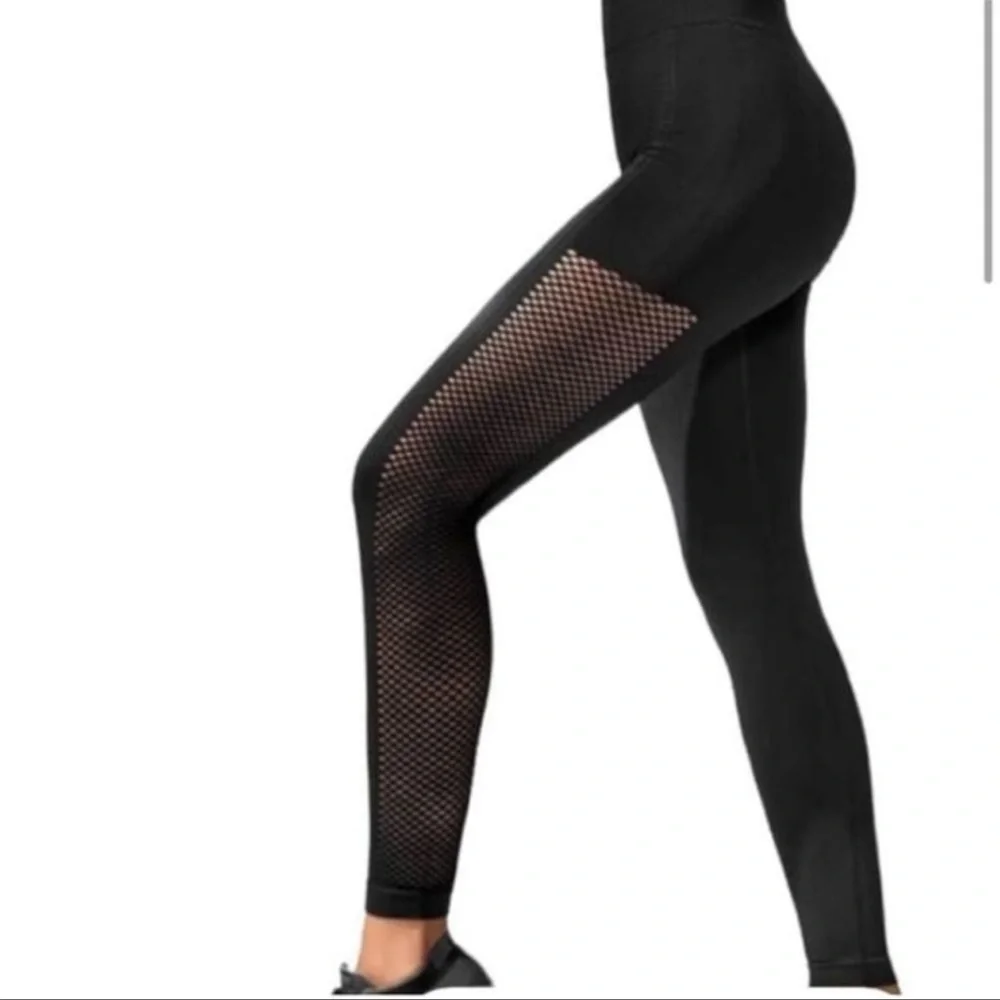 Carbon38 | Black Mesh Pull-On Yoga Leggings Size XS/S Stretch Wide Waist - Picture 8 of 8